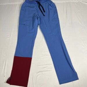 Pledge 5 Scrub Pants Womens Small Blue Red Colorblock‎ Cargo Medical Jogger S
